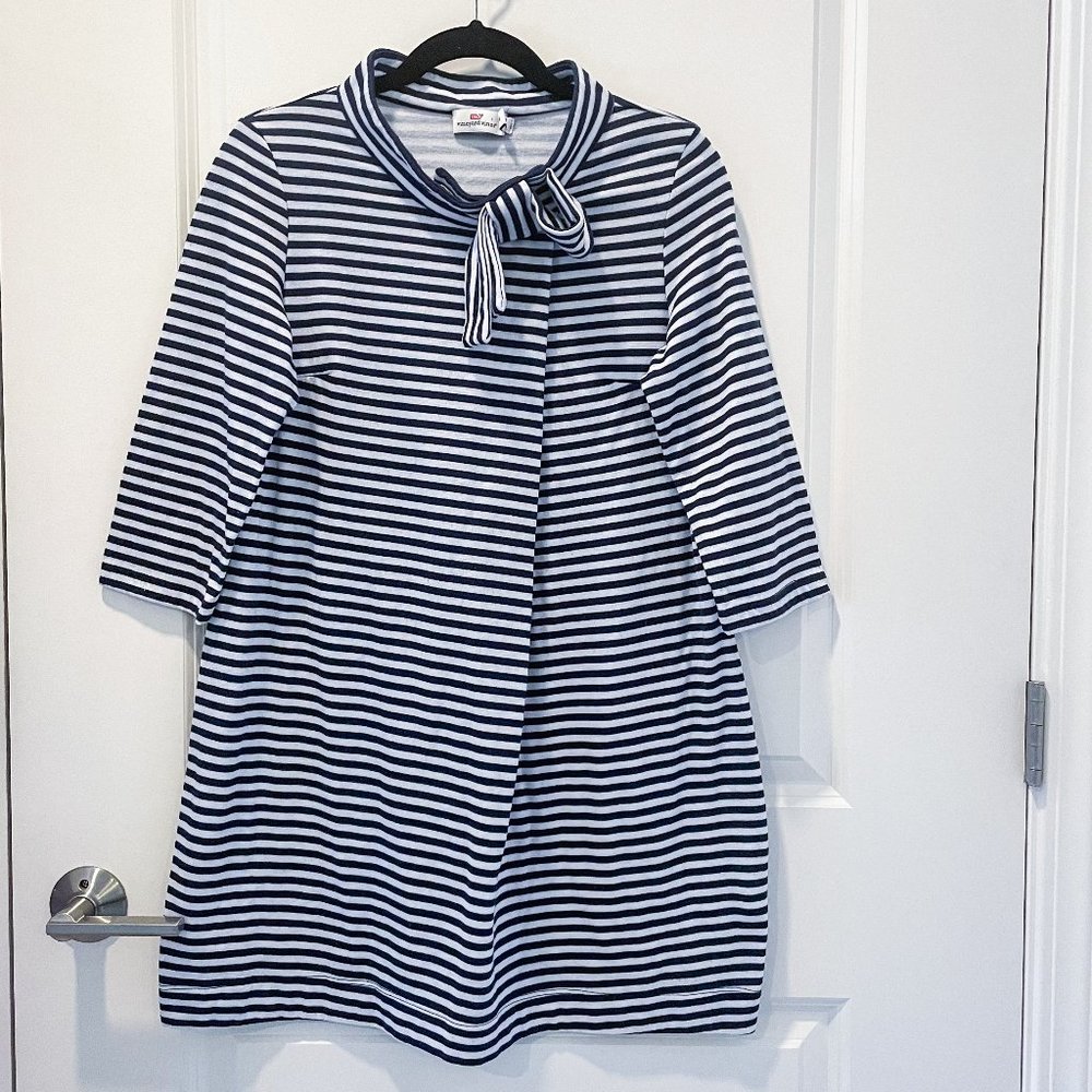 Vineyard Vines Bow Neck Stripe Knit Dress